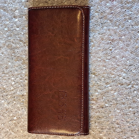 Vintage Gucci Made in Italy brownish mauve wallet, NWOT - Picture 1 of 7